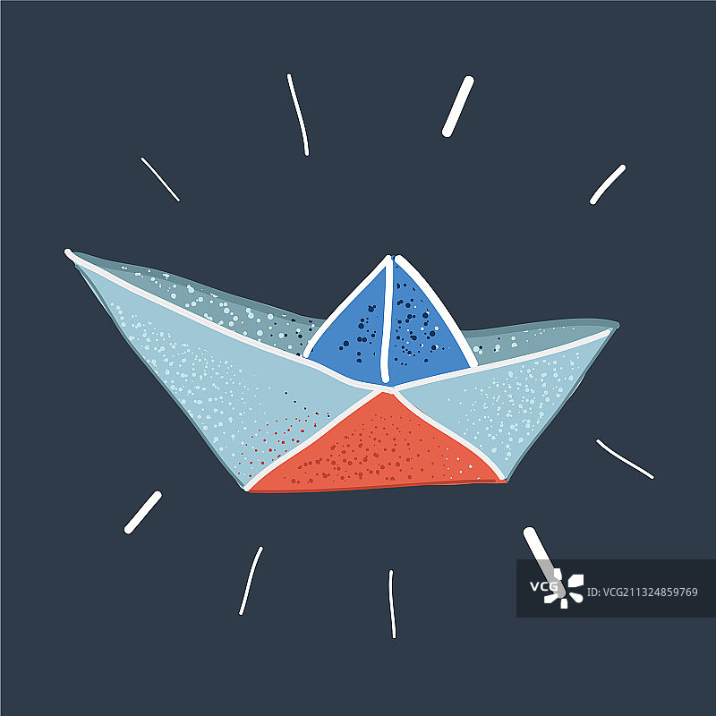 深色背景上的纸船图片素材