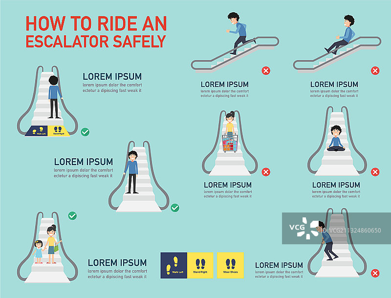 如何安全乘坐自动扶梯信息图图片素材