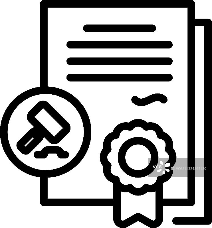 拍卖证书图标轮廓样式图片素材