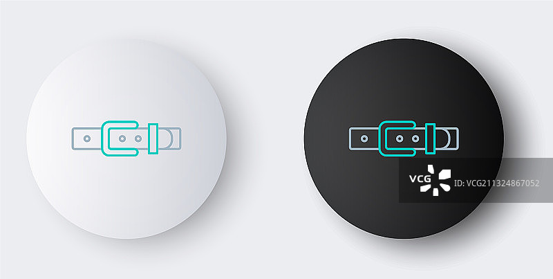 带纽扣钢制带扣的皮革腰带线性图标图片素材