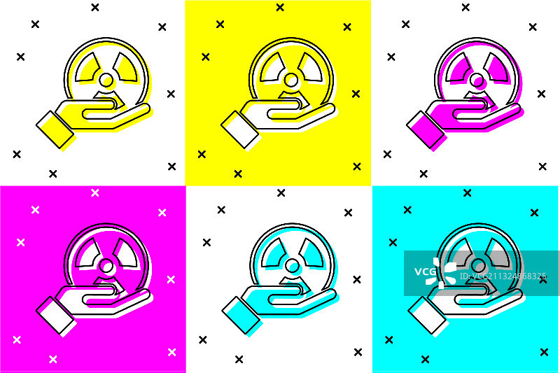手中放射性图标套装图片素材