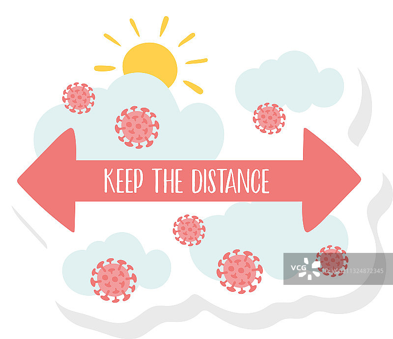 保持距离带箭头标语图片素材