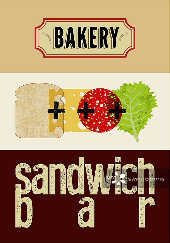 三明治吧复古排版海报图片素材
