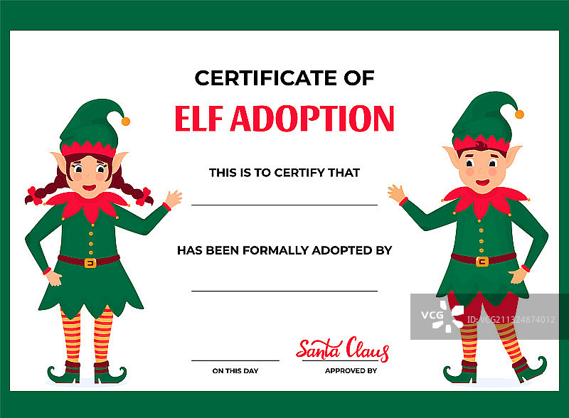 男孩和女孩的精灵收养证书图片素材