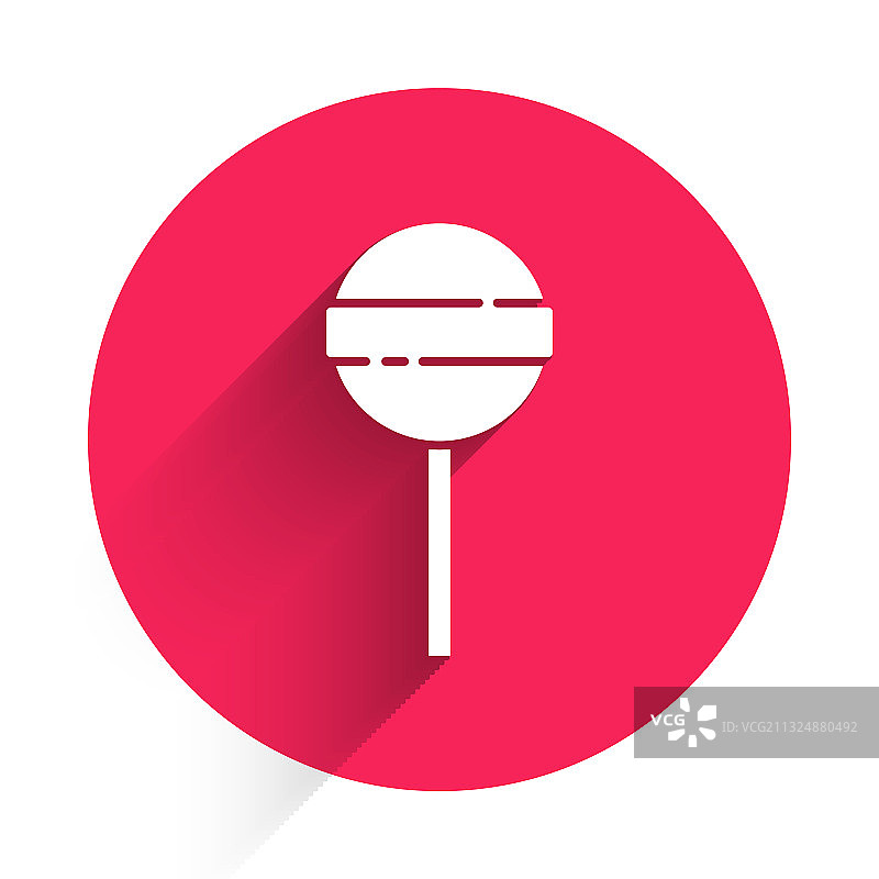 带有长阴影的白色棒棒糖图标图片素材