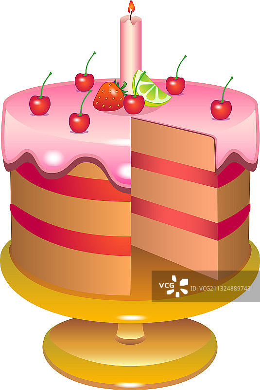 带蛋糕架的切块蛋糕图片素材