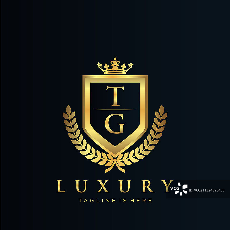 皇家奢华风格TG字母标志模板图片素材