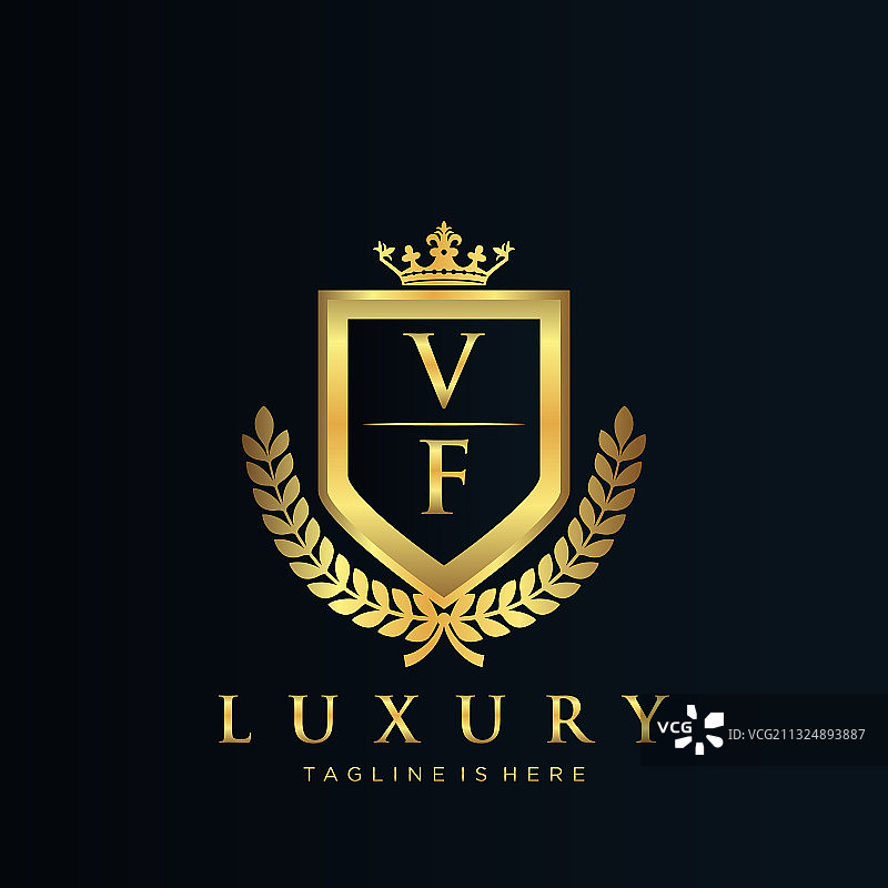 VF字母logo皇家奢华风模板图片素材