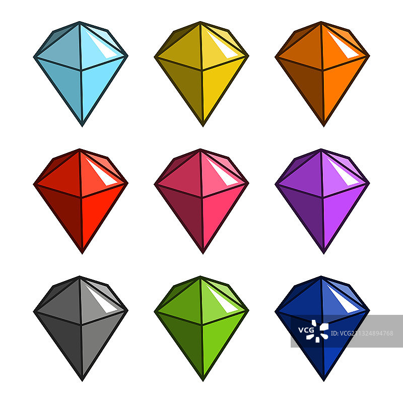 大型彩色卡通宝石集合图片素材