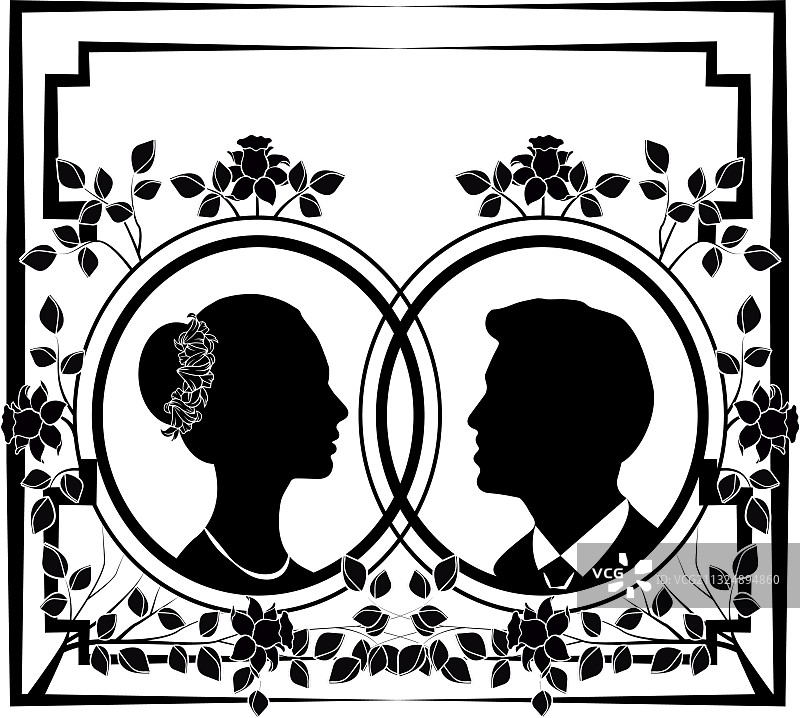 带花纹的婚礼剪影10图片素材