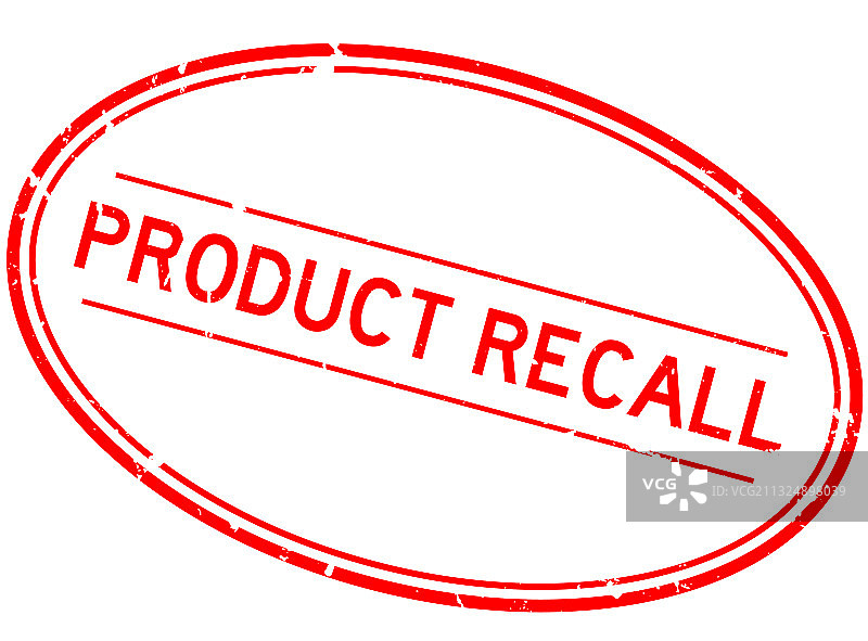 红色产品召回椭圆形橡胶印章图片素材