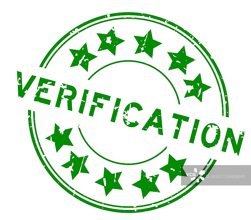 做旧绿色验证文字与星形图标图片素材