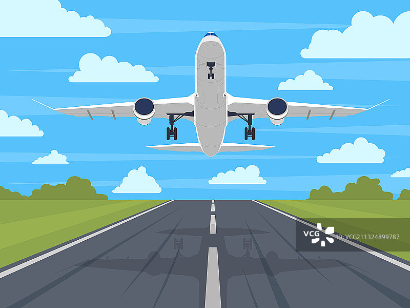 飞机跑道起降图片素材