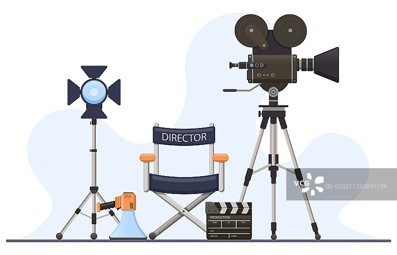 导演电影场景电影摄影机导演椅图片素材