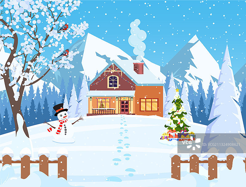 被白雪覆盖的郊区住宅图片素材