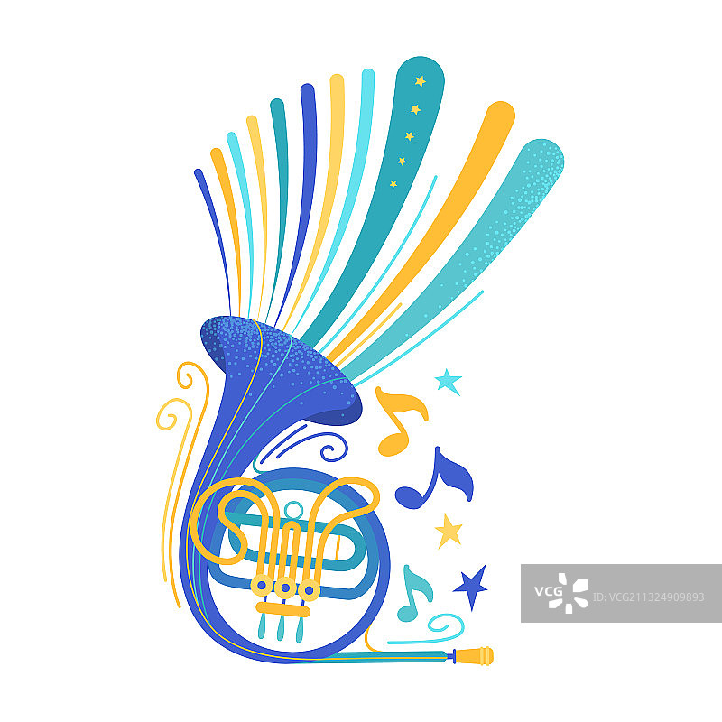 蓝色法国号扁平设计图片素材