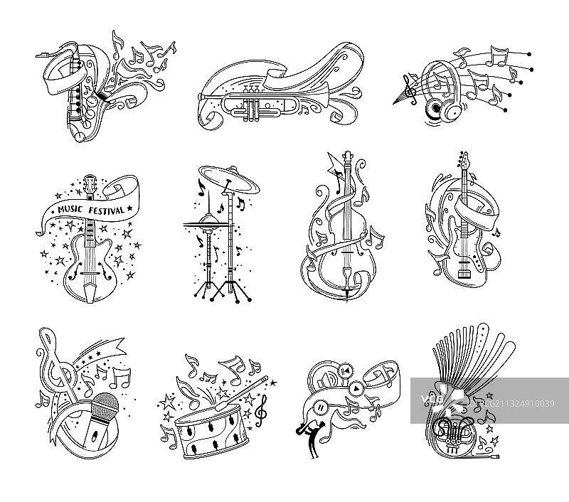 节日乐器轮廓合集图片素材