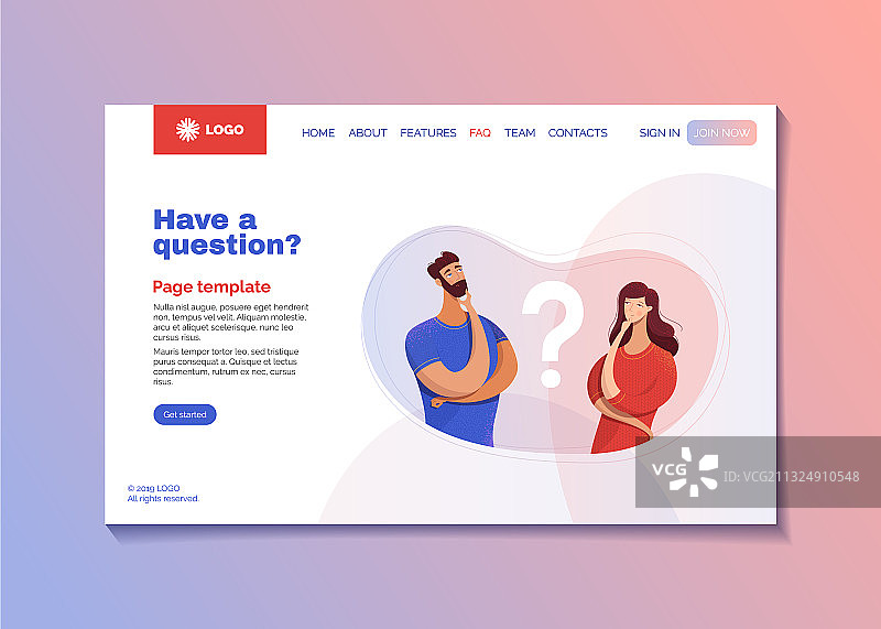 客户支持着陆页扁平化模板图片素材