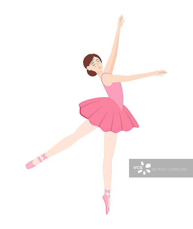 在白色背景上跳舞的优雅芭蕾舞演员图片素材