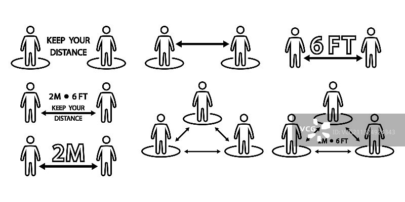保持安全距离社交隔离图标图片素材
