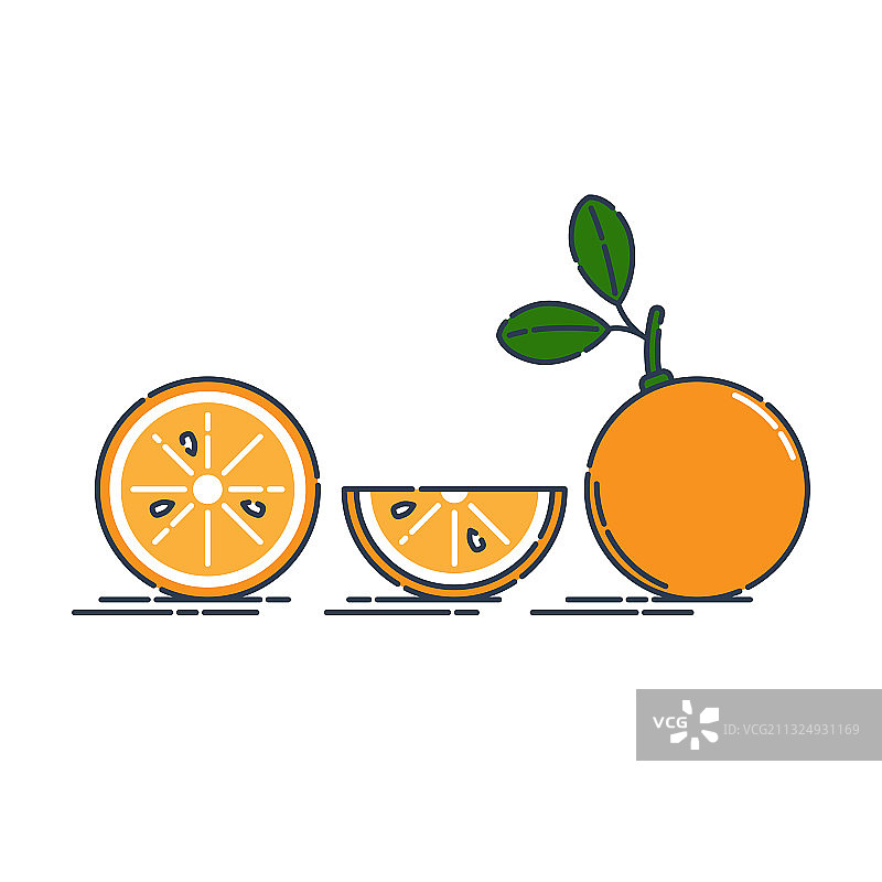 完整、切开和半个的橙子或橘子图片素材