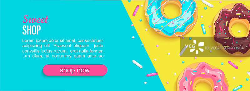 甜品店横幅与甜甜圈图片素材