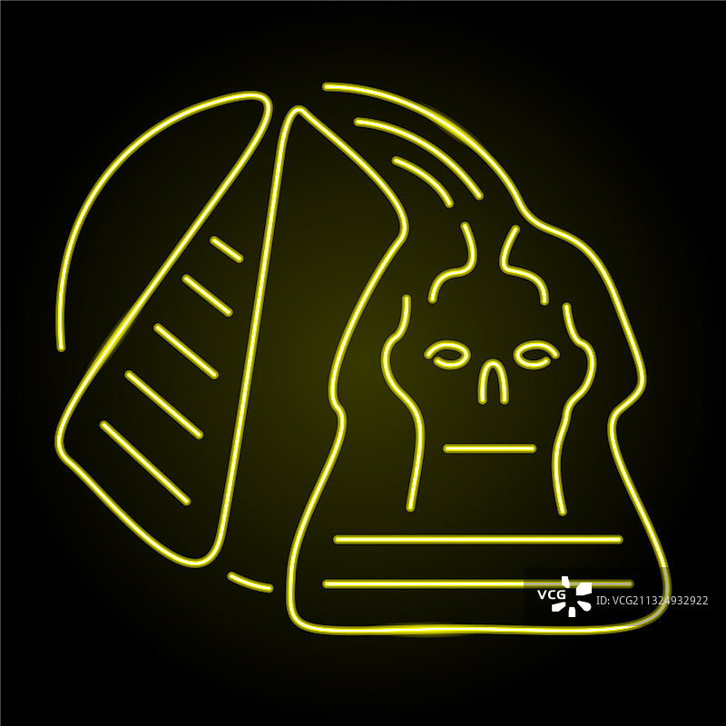 黄色霓虹埃及金字塔和狮身人面像艺术图片素材