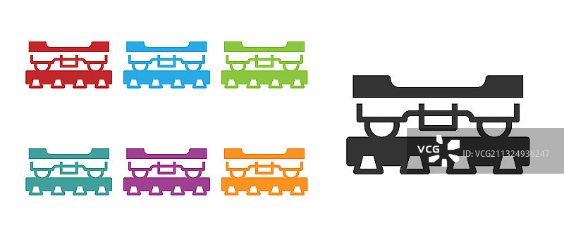 黑色货运火车车厢图标，白色背景图片素材