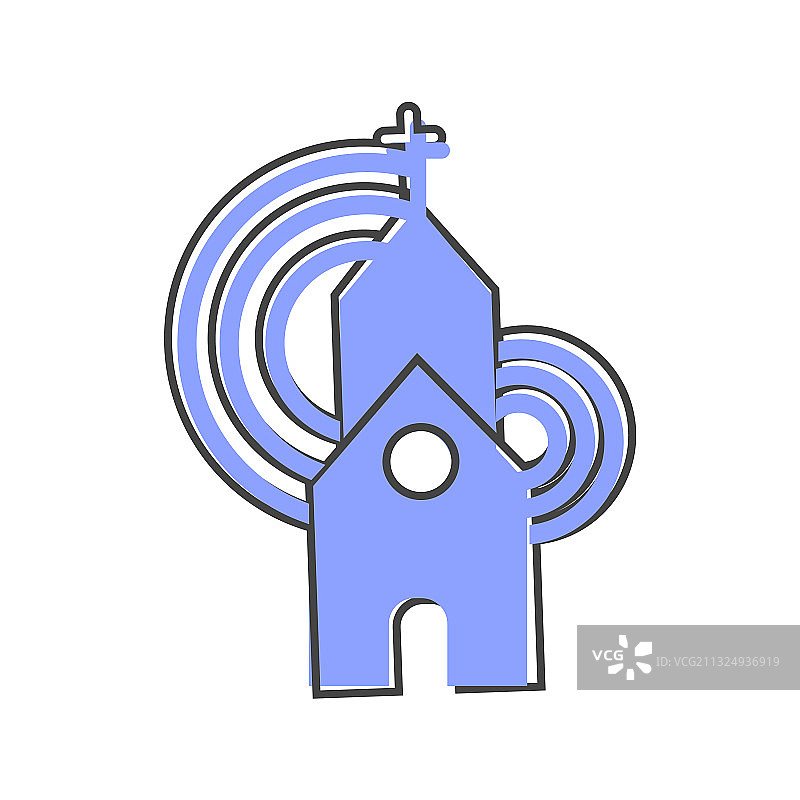 白色背景上的教堂建筑宗教图标图片素材