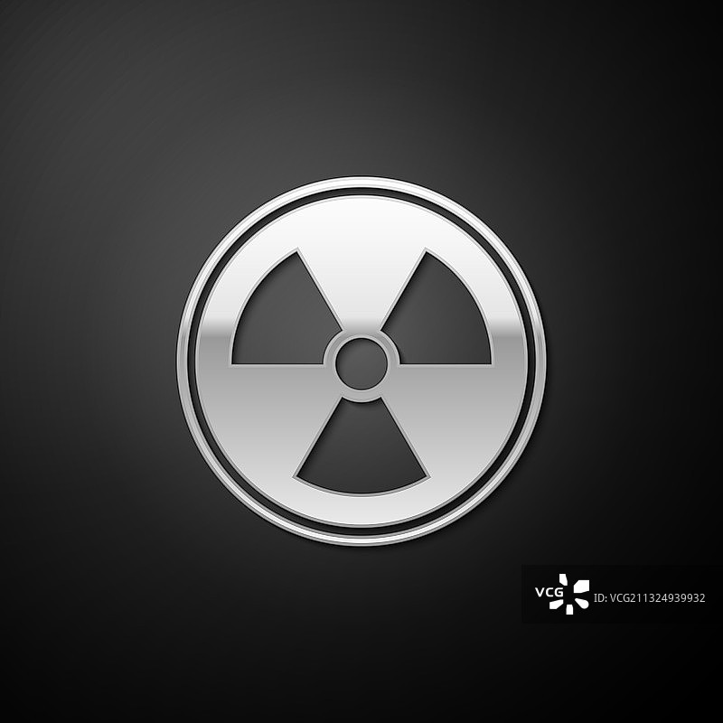 黑色背景上的银色放射性图标图片素材