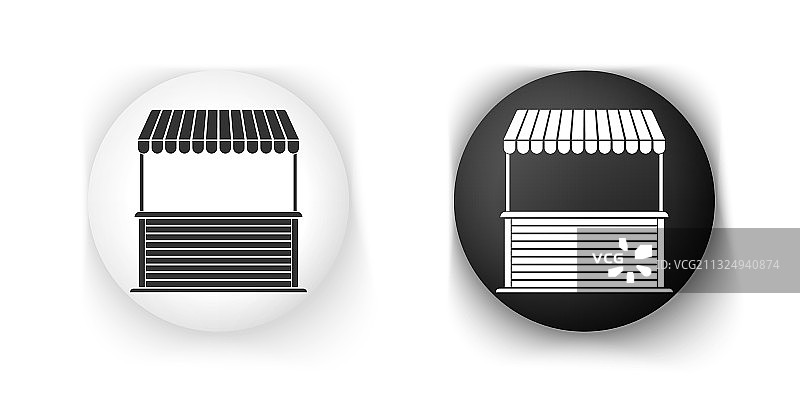 带遮阳篷的黑白街边摊位图片素材