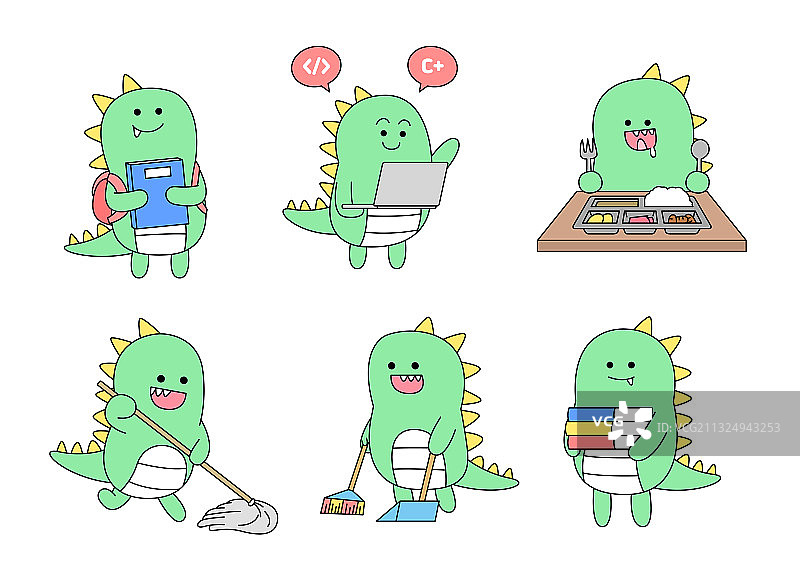 教育主题绿色怪物学生绘画图片素材