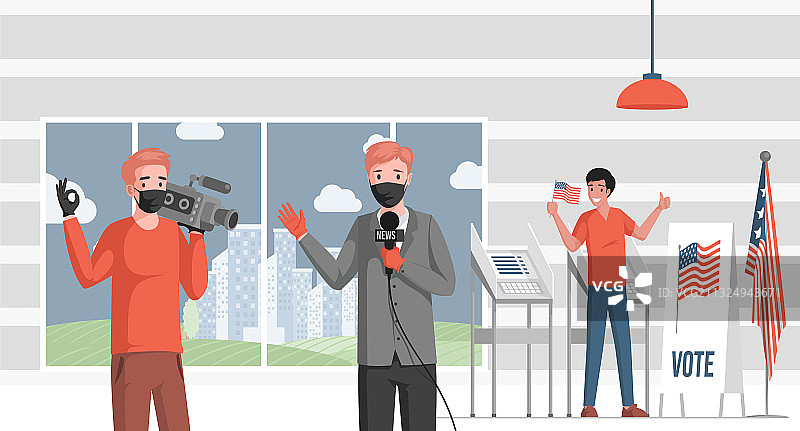 电视记者报道美国新闻图片素材