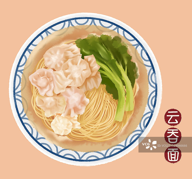 广东传统美食云吞面图片素材