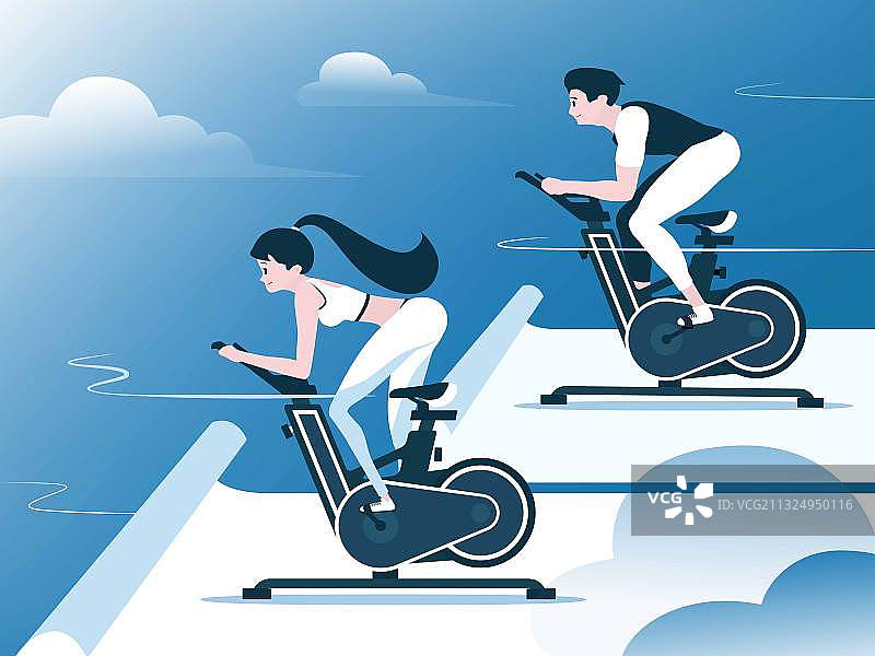 年轻人动感单车训练图片素材