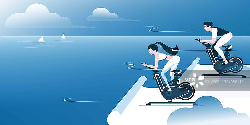 年轻人动感单车训练图片素材