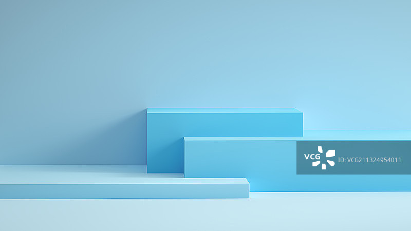 蓝色产品展台三维场景图片素材