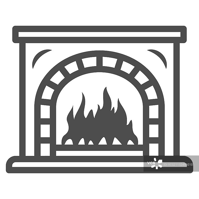 新年概念带火焰线条的壁炉图标图片素材