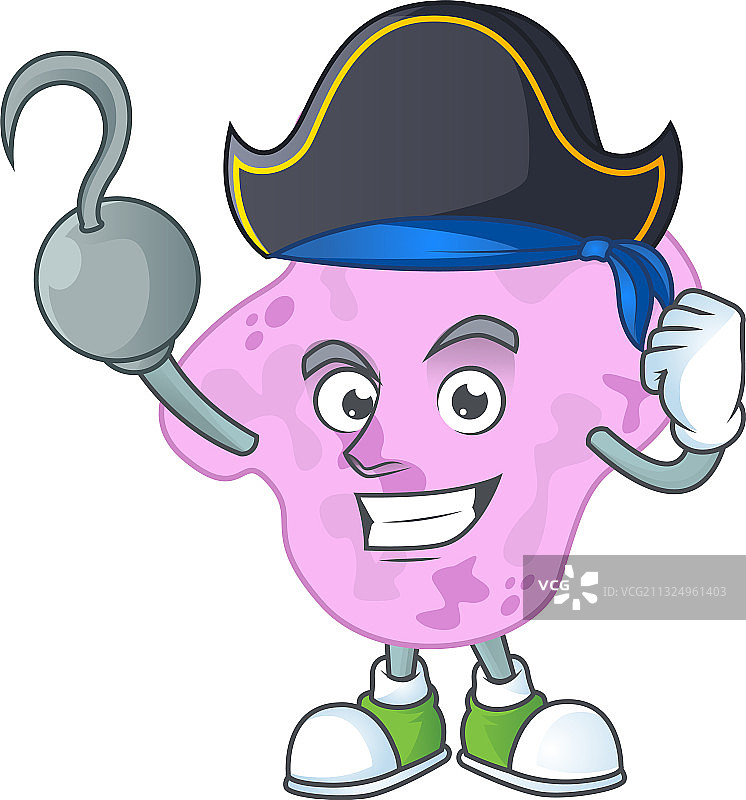 酷炫海盗球菌卡通形象，带一个钩手图片素材