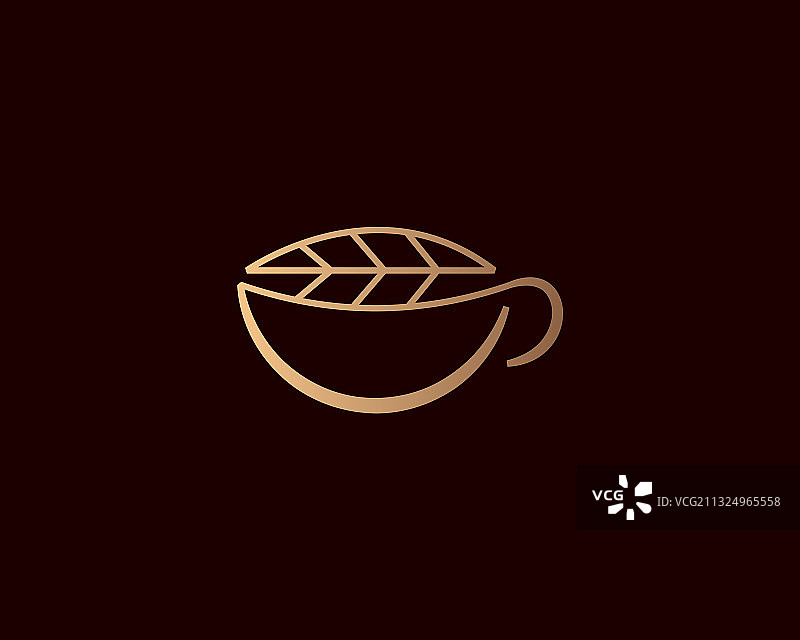 优雅渐变茶杯花草茶马黛茶标志图片素材