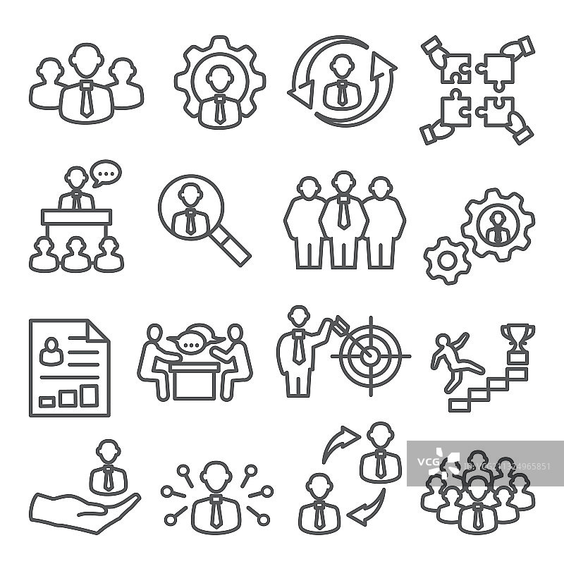 员工线性图标，商业和管理图标图片素材