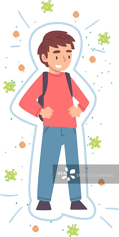 健康微笑的男孩与细菌图片素材