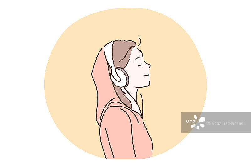 音乐爱好者声音耳机聆听图片素材