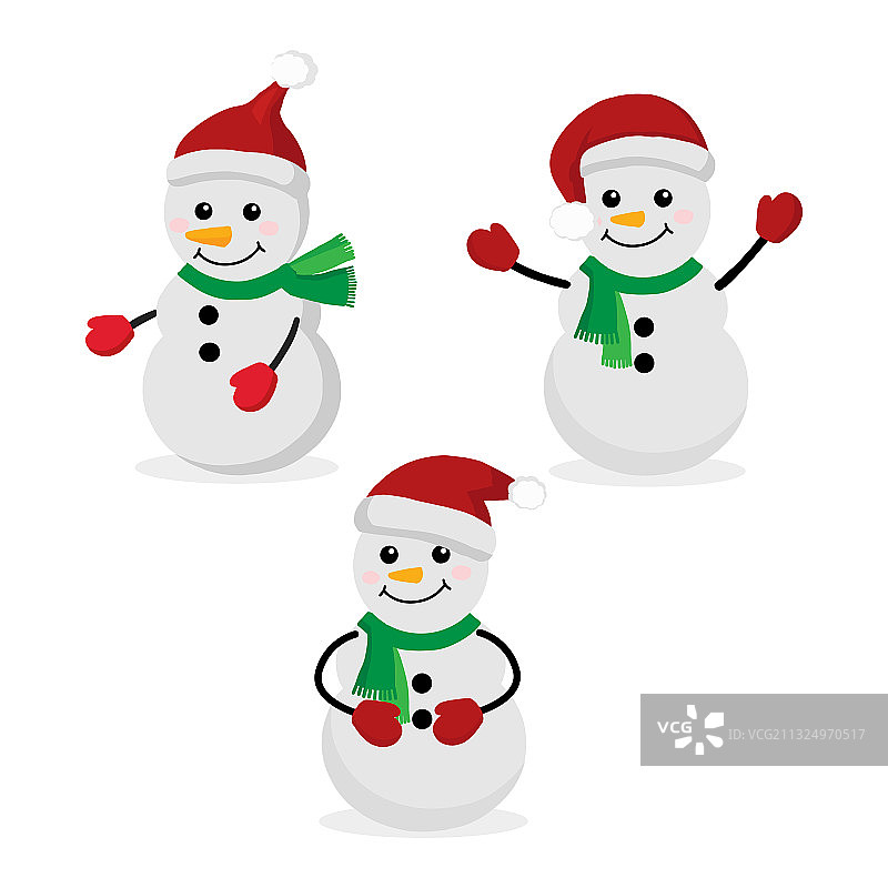 戴围巾和圣诞帽的雪人图片素材