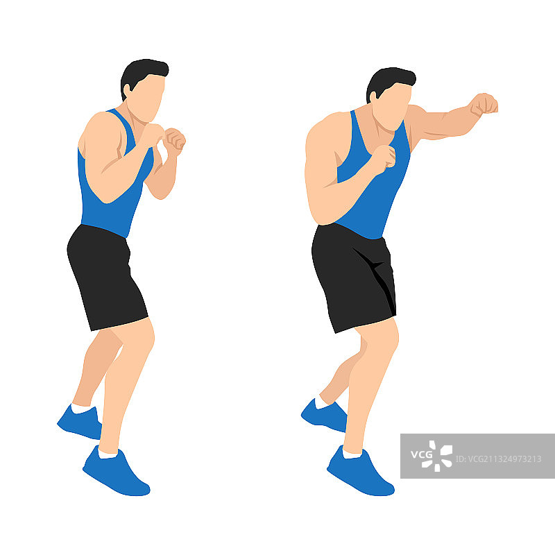 男人做影子拳击运动图片素材