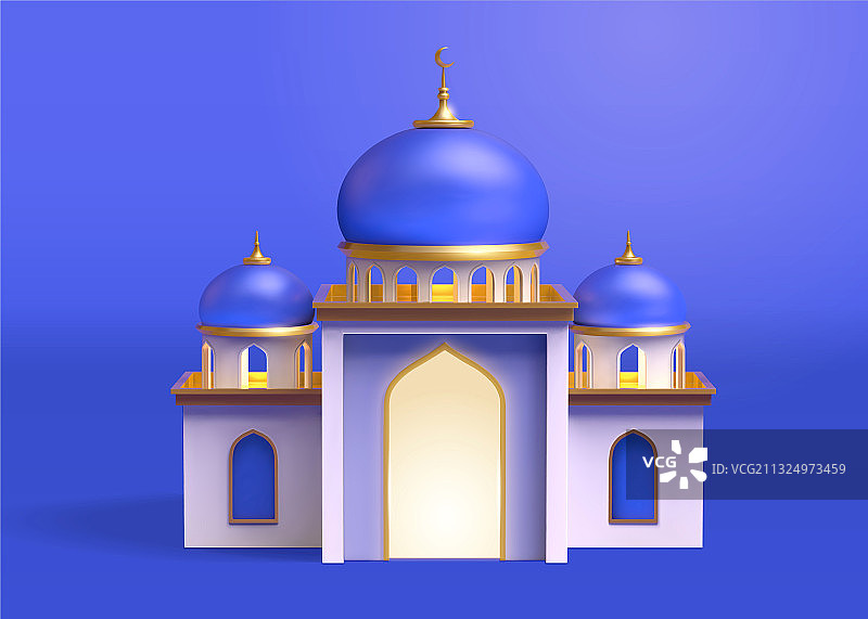 伊斯兰清真寺或宫殿的3d建筑模型图片素材