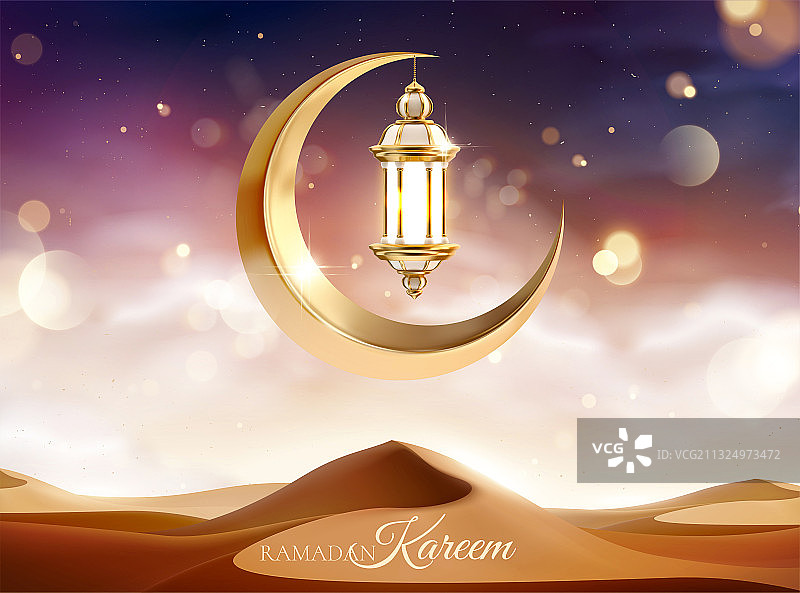 伊斯兰斋月宁静夜空贺卡图片素材