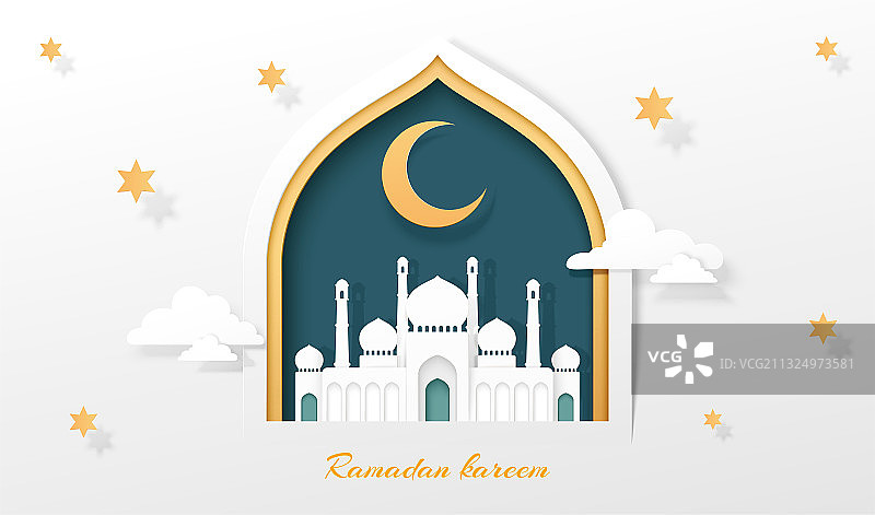 伊斯兰清真寺简约横幅图片素材