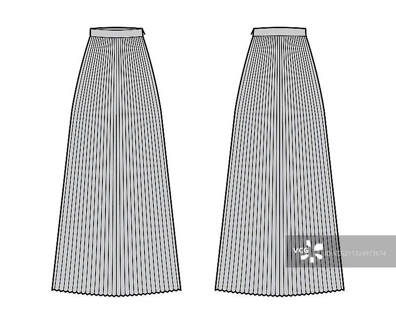 太阳纹褶皱长裙技术时尚图片素材