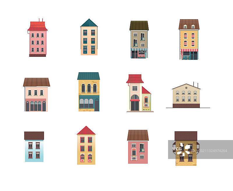 双层房屋图标集图片素材